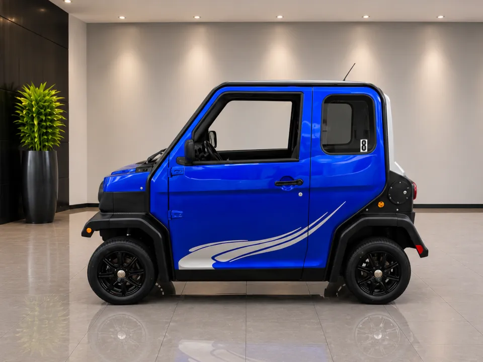Cart 8, a blue golf cart